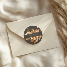 Elegant Taupe Floral Wedding Round Sticker ラウンドシール
