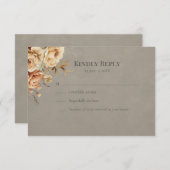 Elegant Taupe Floral Wedding RSVP (正面/裏面)