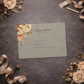 Elegant Taupe Floral Wedding RSVP
