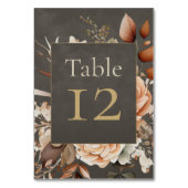 Elegant Taupe Floral Wedding Table Number テーブルナンバー (裏面)