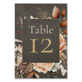 Elegant Taupe Floral Wedding Table Number テーブルナンバー