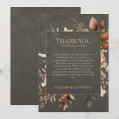 Elegant Taupe Floral Wedding Thank You Card サンキューカード (正面/裏面)
