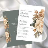 Elegant Taupe Floral Wedding With Sage Green 招待状