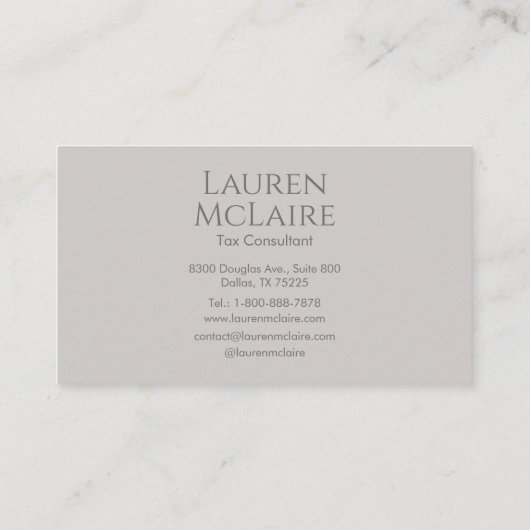 Elegant Taupe Gray Circle Monogram Business Card 名刺 (裏面)