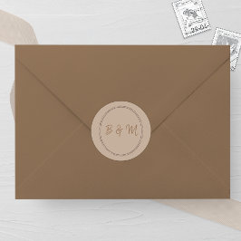 Elegant Taupe Monogram Wedding ラウンドシール