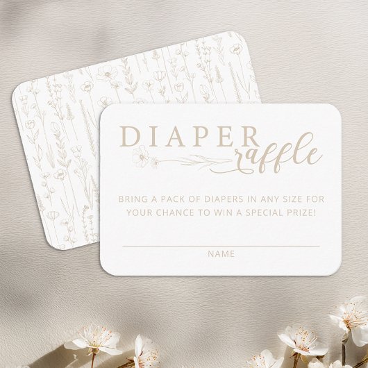 Elegant Taupe Neutral Baby Shower Diaper Raffle エンクロージャーカード