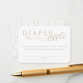 Elegant Taupe Neutral Baby Shower Diaper Raffle エンクロージャーカード