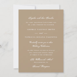 Elegant Taupe Neutral Script Wedding 招待状