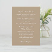 Elegant Taupe Neutral Script Wedding 招待状 (スタンド正面)