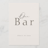 Elegant Taupe Open Bar Wedding Sign 招待状 (正面)