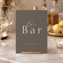 Elegant Taupe Open Bar Wedding Sign  招待状