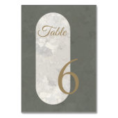 Elegant Taupe Stone Marble Green Wedding テーブルナンバー (裏面)