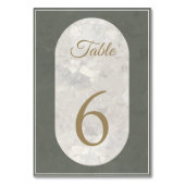 Elegant Taupe Stone Marble Green Wedding テーブルナンバー (裏面)