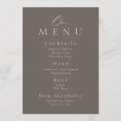 Elegant Taupe Wedding Bar Menu Sign  招待状 (正面)