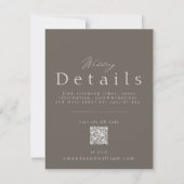 Elegant Taupe Wedding Details Card with QR Code  招待状 (正面)