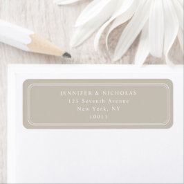 Elegant Taupe Wedding Return Address ラベル