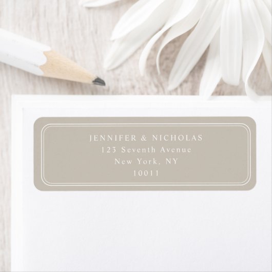 Elegant Taupe Wedding Return Address ラベル (インサイチュ)