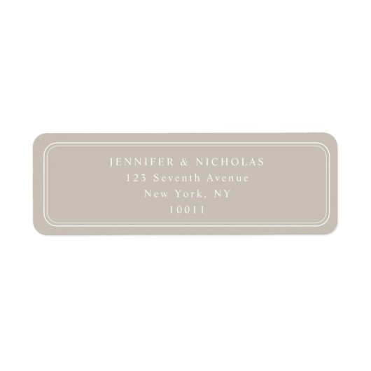 Elegant Taupe Wedding Return Address ラベル (正面)