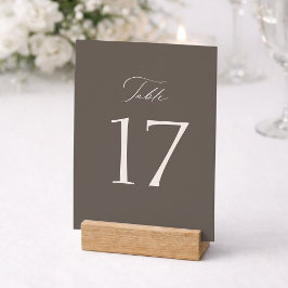 Elegant Taupe Wedding Table Number  サンキューカード