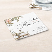 Elegant Tea Party Baby Shower スクエアペーパーコースター (アングル)