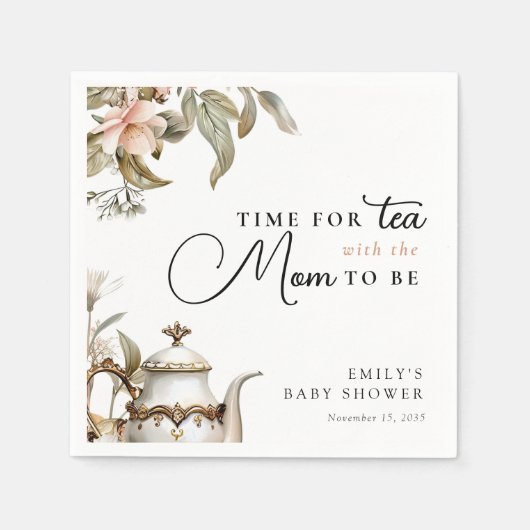 Elegant Tea Party Baby Shower スタンダードカクテルナプキン (正面)