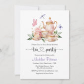 Elegant Tea Party QR Code Butterfly Bridal Shower  招待状 (正面)