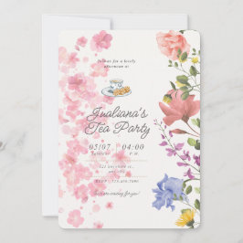 Elegant Tea Party Vibes – Vintage Floral Style 招待状