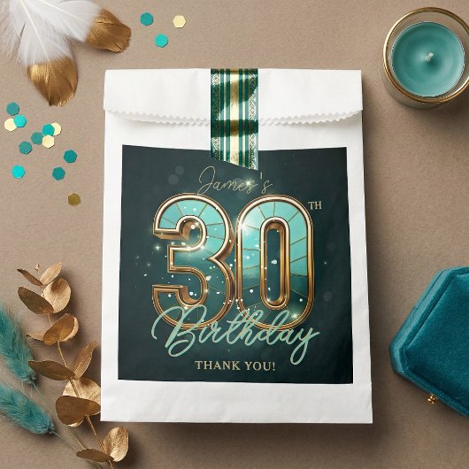 Elegant Teal and Gold 30th Birthday Modern Luxury  フェイバーバッグ