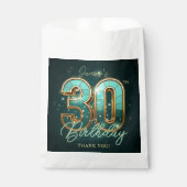 Elegant Teal and Gold 30th Birthday Modern Luxury  フェイバーバッグ (正面)