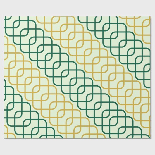 Elegant Teal and Gold Geometric Interlocking ラッピングペーパー (フラット)