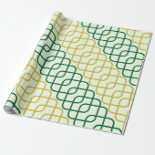 Elegant Teal and Gold Geometric Interlocking ラッピングペーパー (アンロールド)