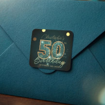 Elegant Teal and Gold Mosaic 50th Birthday Party