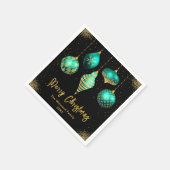 Elegant Teal and Gold Ornament Christmas スタンダードカクテルナプキン (角)