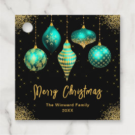 Elegant Teal and Gold Ornament Christmas フェイバータグ