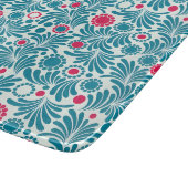 Elegant Teal and Magenta Foliage Pattern カッティングボード (角)