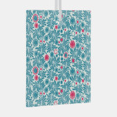 Elegant Teal and Magenta Foliage Pattern ガラスオーナメント (正面右)