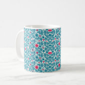 Elegant Teal and Magenta Foliage Pattern コーヒーマグカップ (正面左)