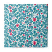 Elegant Teal and Magenta Foliage Pattern タイル (正面)