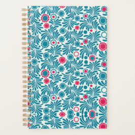 Elegant Teal and Magenta Foliage Pattern プランナー手帳