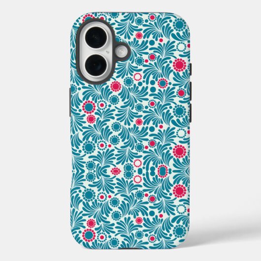Elegant Teal and Magenta Foliage Pattern Case-Mate iPhoneケース (裏面)