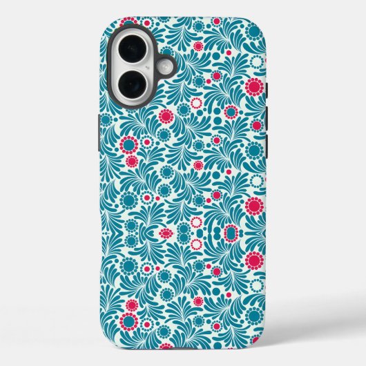 Elegant Teal and Magenta Foliage Pattern Case-Mate iPhoneケース (裏面)
