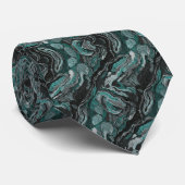 Elegant Teal & Black Swirl Marble ネクタイ (ロール)