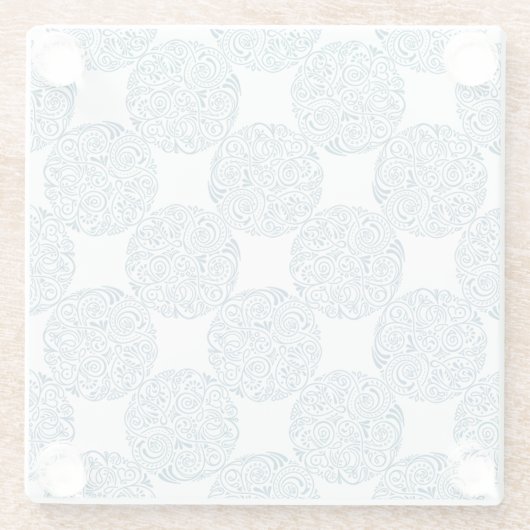 Elegant Teal Bloom Pattern Coaster ガラスコースター (裏面)