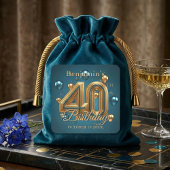 Elegant Teal Blue and Gold 40th Birthday Party スクエアシール