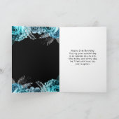 Elegant Teal Blue and Silver Flower Birthday Party カード (内部)