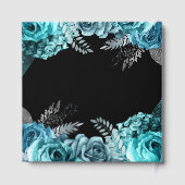 Elegant Teal Blue and Silver Flower Birthday Party ゲストブック (裏面)