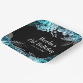 Elegant Teal Blue and Silver Flower Birthday Party ペーパープレート (傾斜あり)