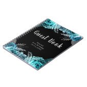 Elegant Teal Blue and Silver Flower Guest Book ノートブック (左側)