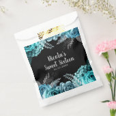 Elegant Teal Blue and Silver Flowers Sweet Sixteen フェイバーバッグ (封をした状態)
