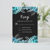 Elegant Teal Blue and Silver Flowers Sweet Sixteen 出欠カード (スタンド正面)